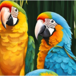 a couple of colorful parrots