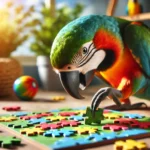 a parrot playing with a puzzle